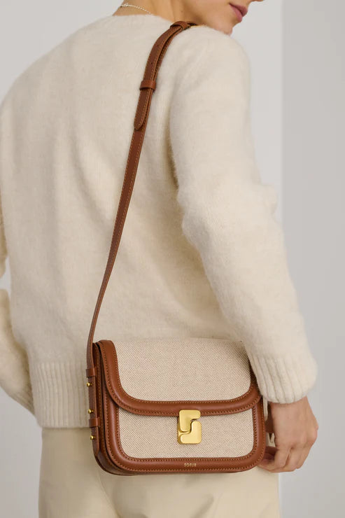 Soeur Bellissima Mini Bag ecru canvas and natural leather