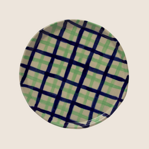 Amelia Margot Gingham Plate Green and Blue
