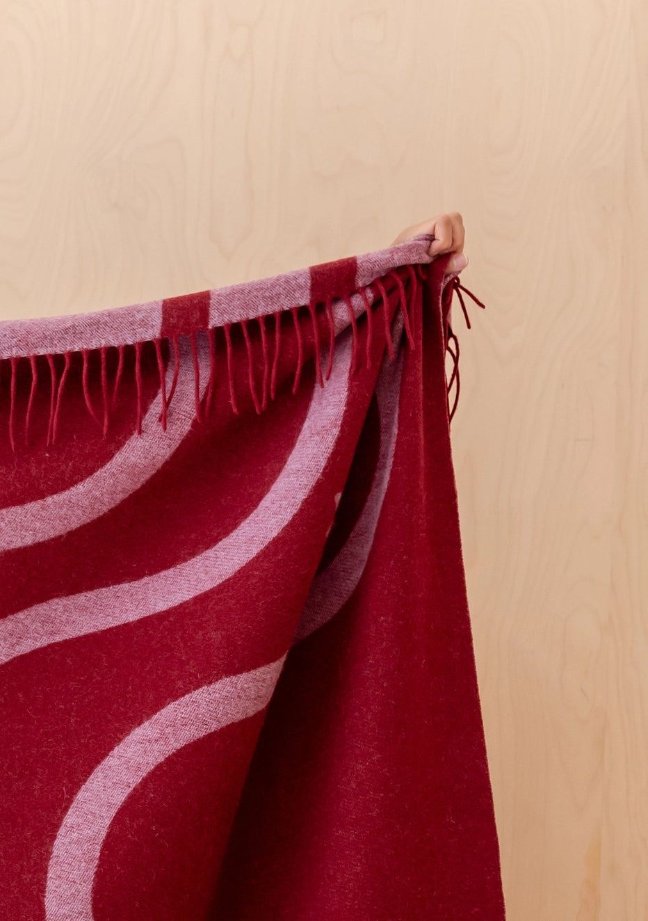 TBCo Lambswool Blanket in  in Red Wave Jacquard