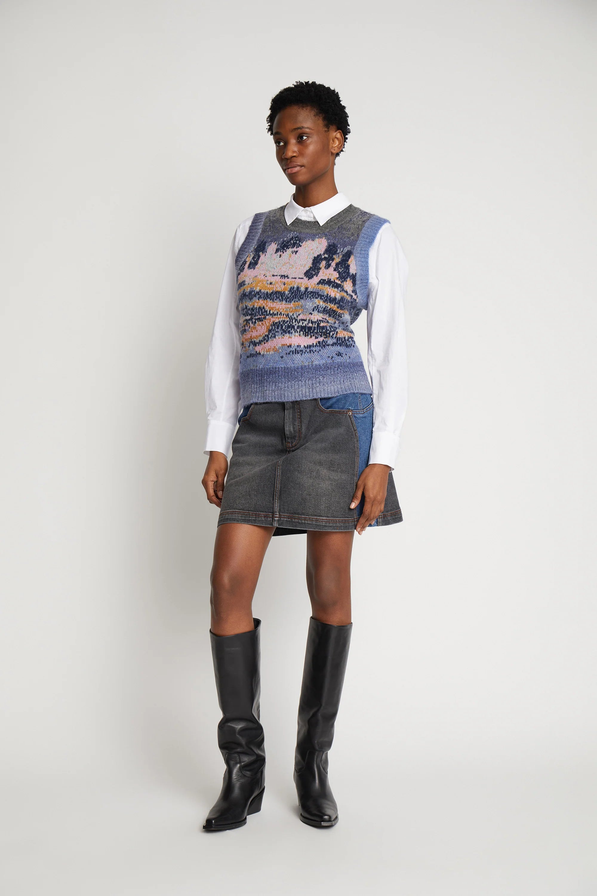 Munthe Spacy Knitted Vest Blue