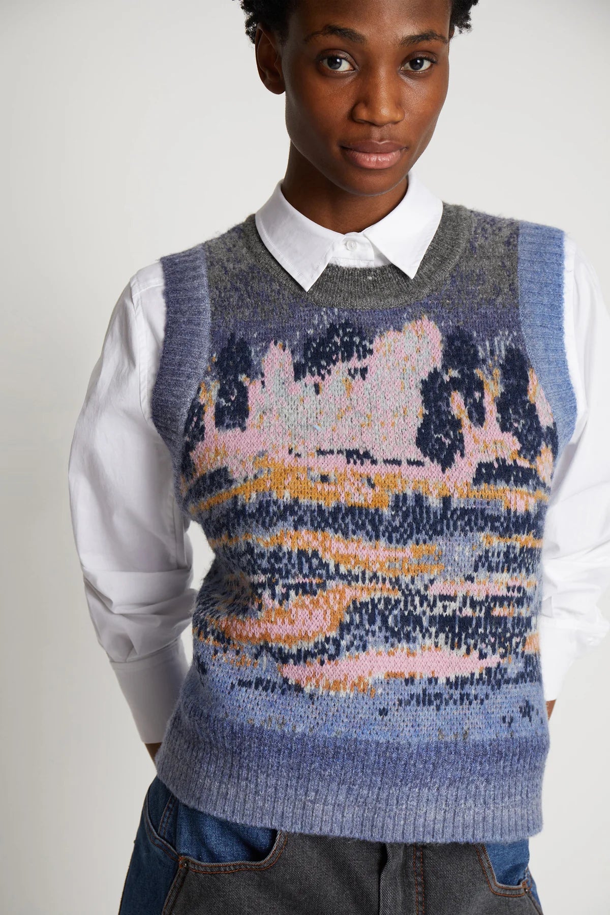 Munthe Spacy Knitted Vest Blue