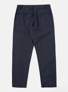 Universal Works Military Chino In Navy Linen Mix Puppytooth