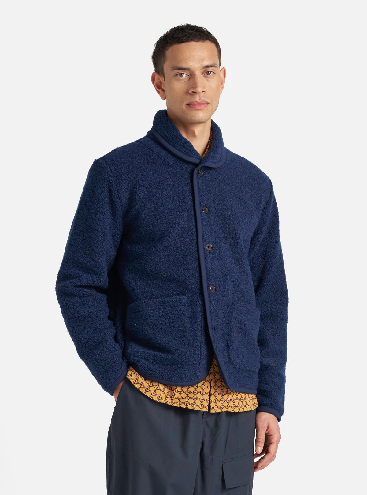 Universal Works Alvar Fleece Lancaster Jacket Navy