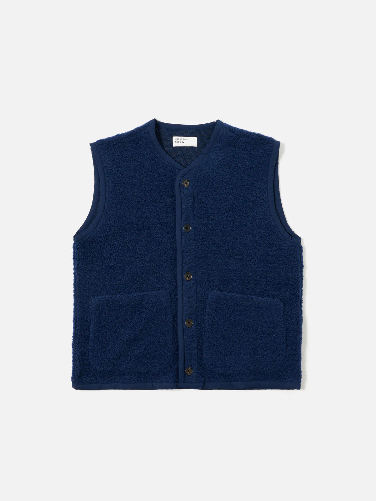 Universal Works Alvar Fleece Lancaster Gilet Navy