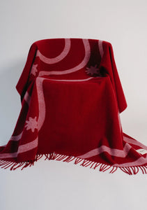 TBCo Lambswool Blanket in  in Red Wave Jacquard