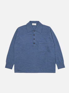 Universal Works Merino L/S Pullover Knit Shirt Airforce Blue
