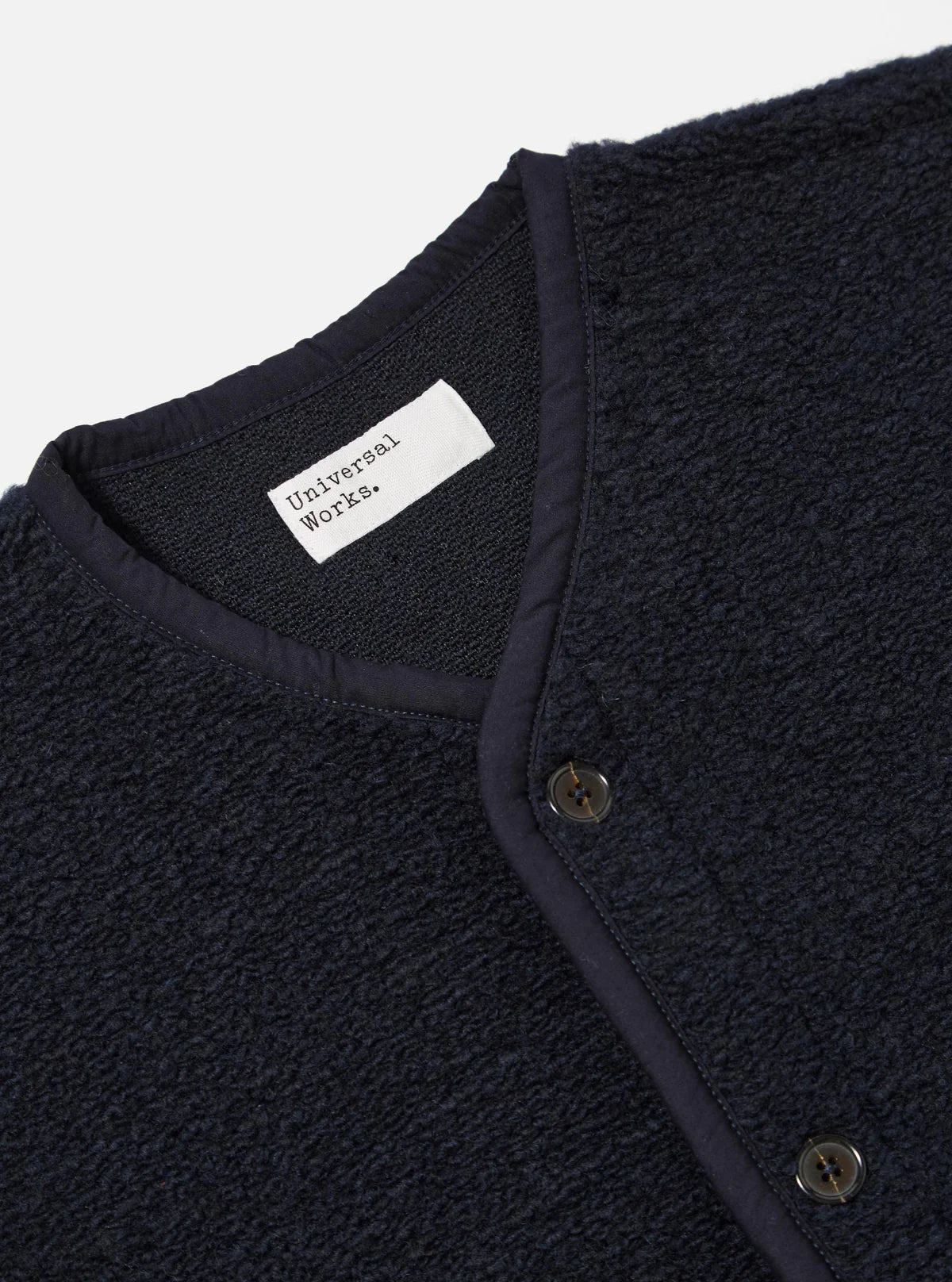 Universal Works Alvar Fleece Lancaster Gilet Navy