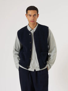 Universal Works Alvar Fleece Lancaster Gilet Navy