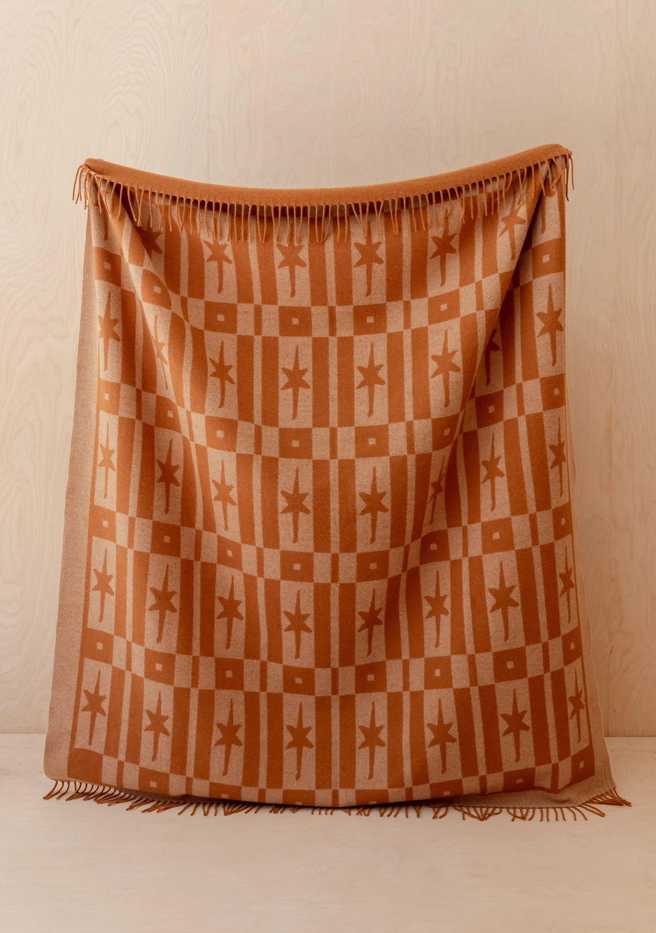 TBCo Lambswool Blanket Almond Celestial Tile Jacquard