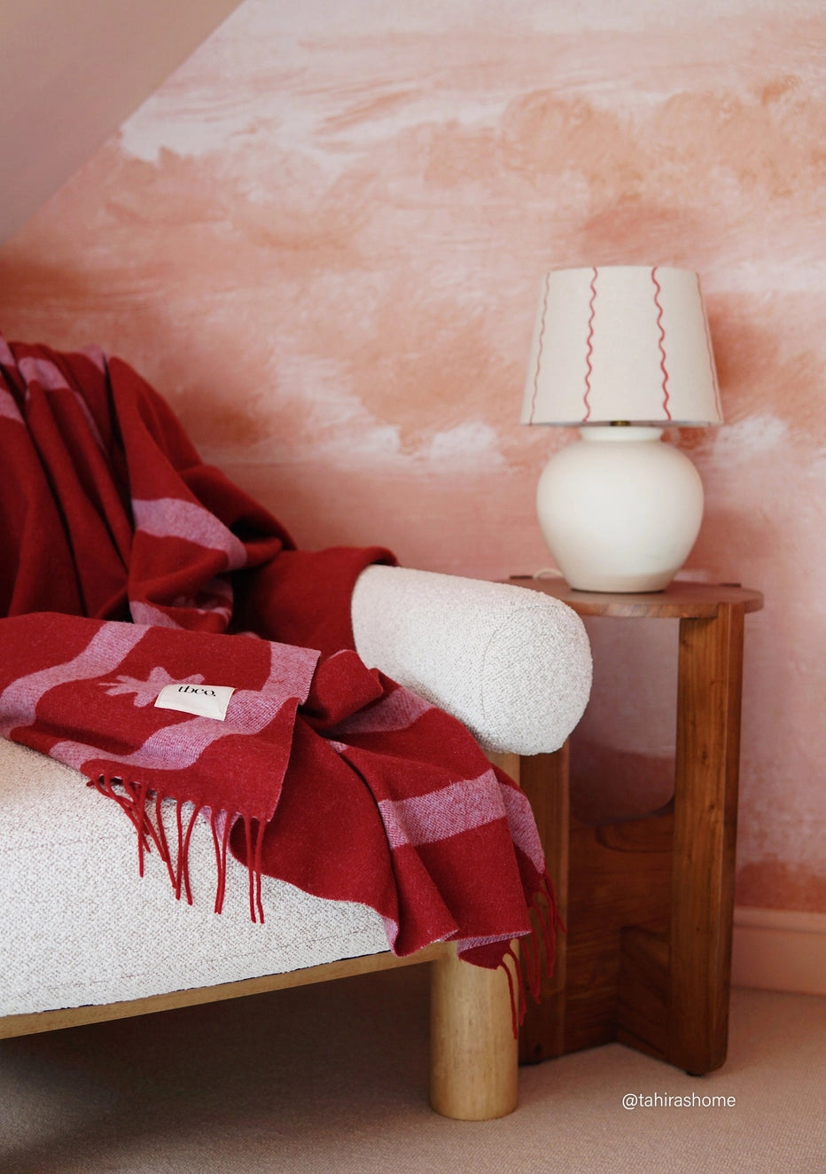TBCo Lambswool Blanket in  in Red Wave Jacquard