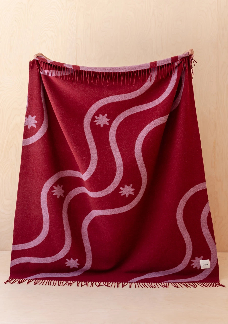 TBCo Lambswool Blanket in  in Red Wave Jacquard