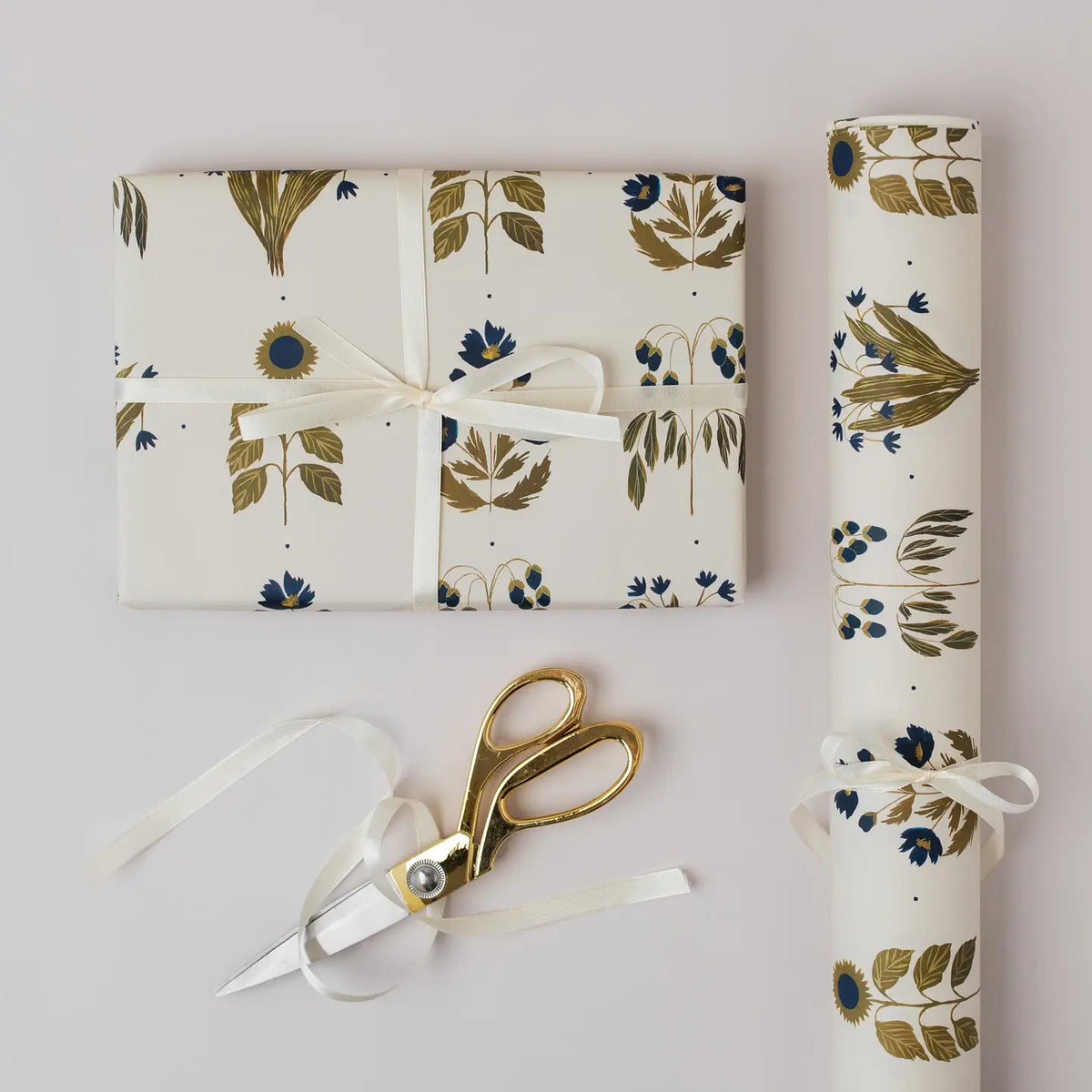 Katie Housley Four Floral Blue Botanical Luxury Wrapping Paper – Curate