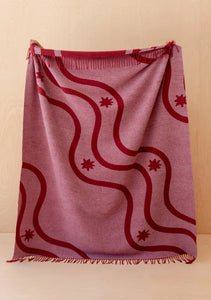 TBCo Lambswool Blanket in  in Red Wave Jacquard