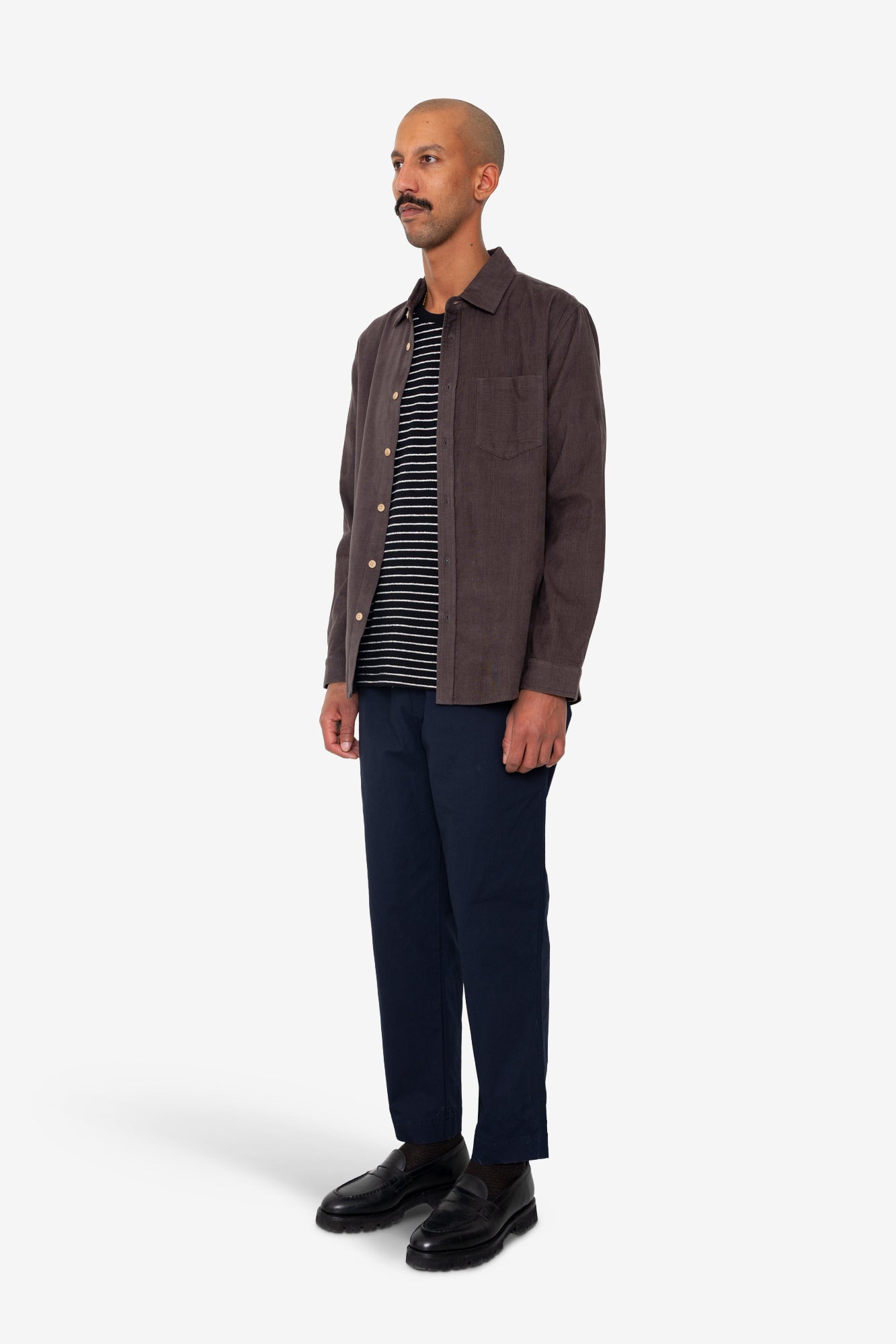 Folk Direction Babycord Shirt - Black Grape