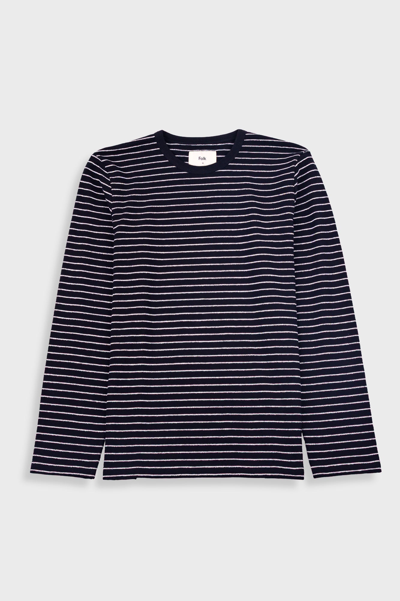 Folk Long Sleeved Textured Stripe T-Shirt Black/Ecru