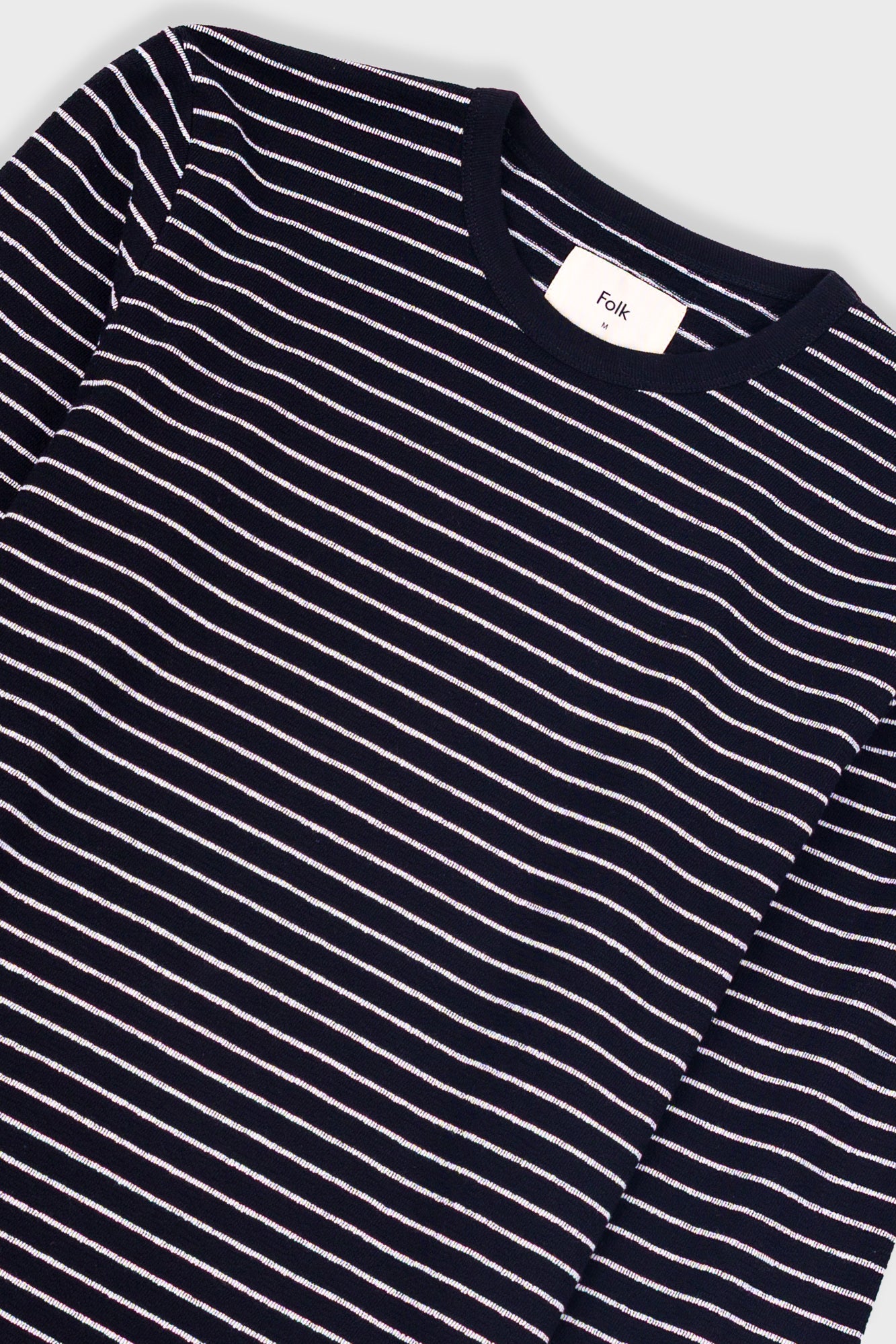 Folk Long Sleeved Textured Stripe T-Shirt Black/Ecru