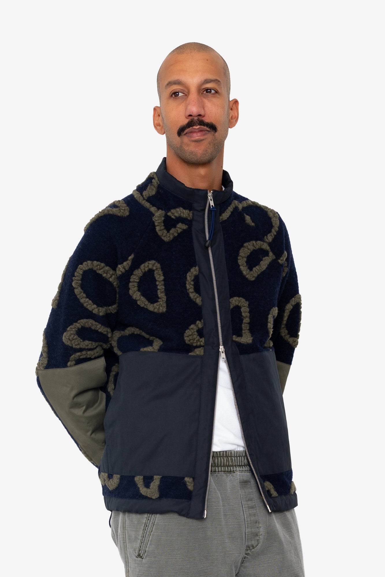 Folk Signal Fleece - Navy Circle Jacquard