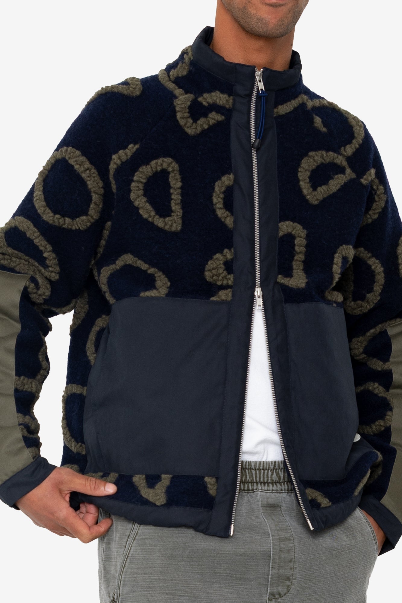 Folk Signal Fleece - Navy Circle Jacquard