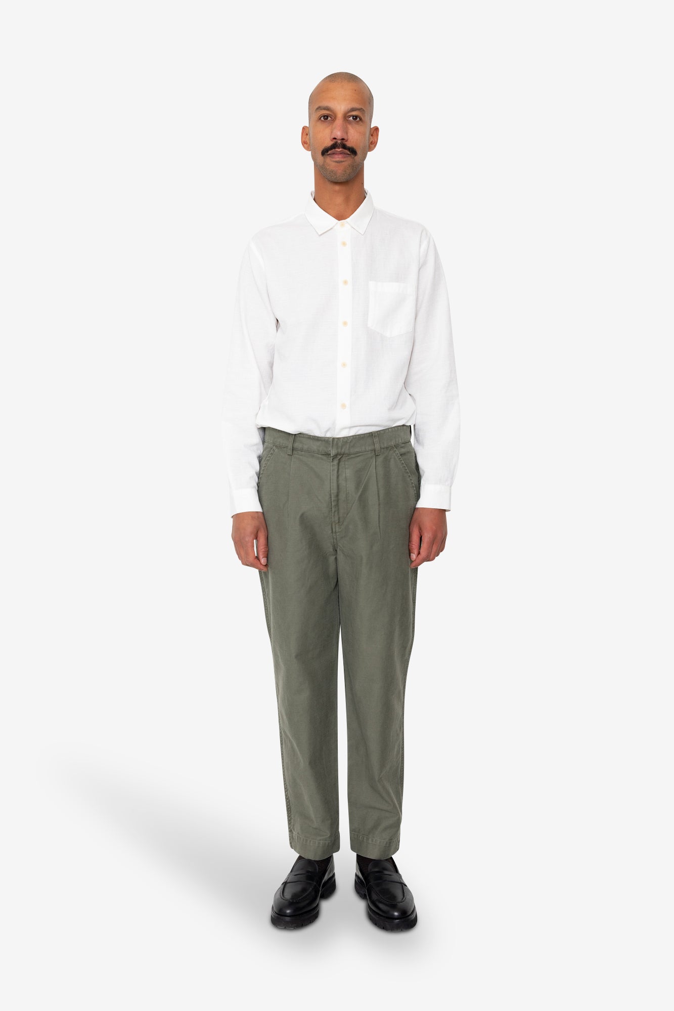 Folk Signal Pant Dark Olive Slub