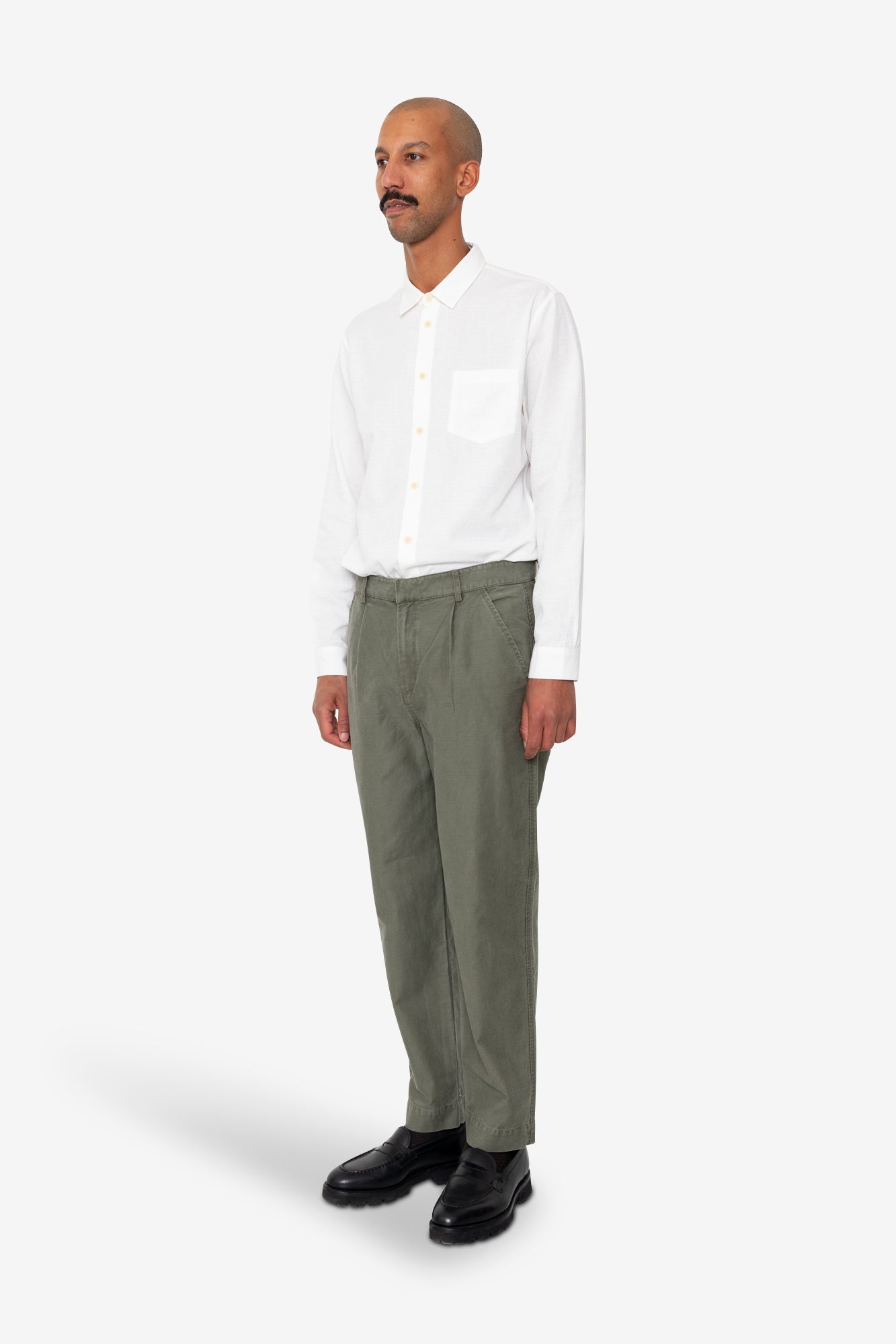 Folk Signal Pant Dark Olive Slub