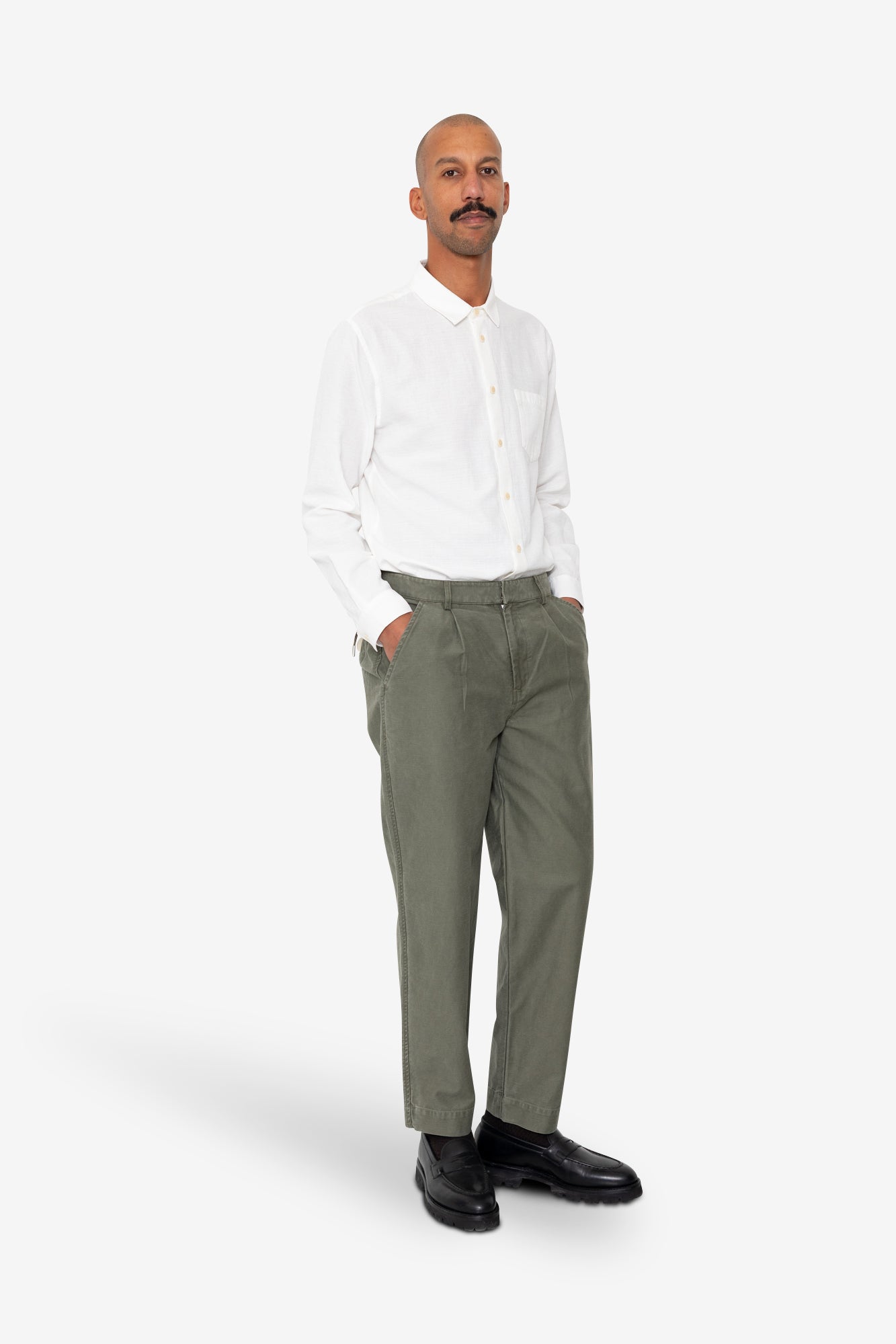 Folk Signal Pant Dark Olive Slub