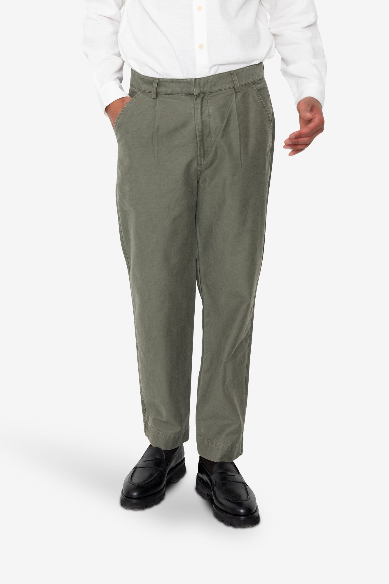 Folk Signal Pant Dark Olive Slub