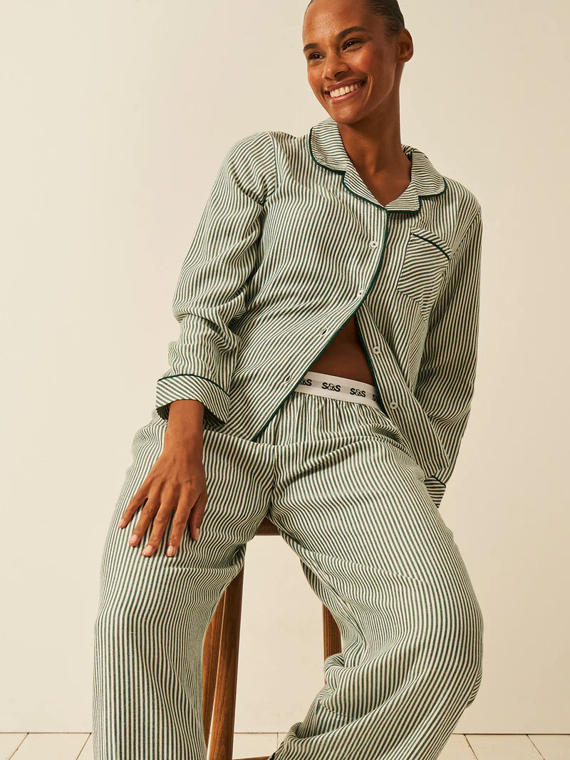 Stripe & Stare Soft Brushed Woven Pyjama Bottoms Alpine Stripe