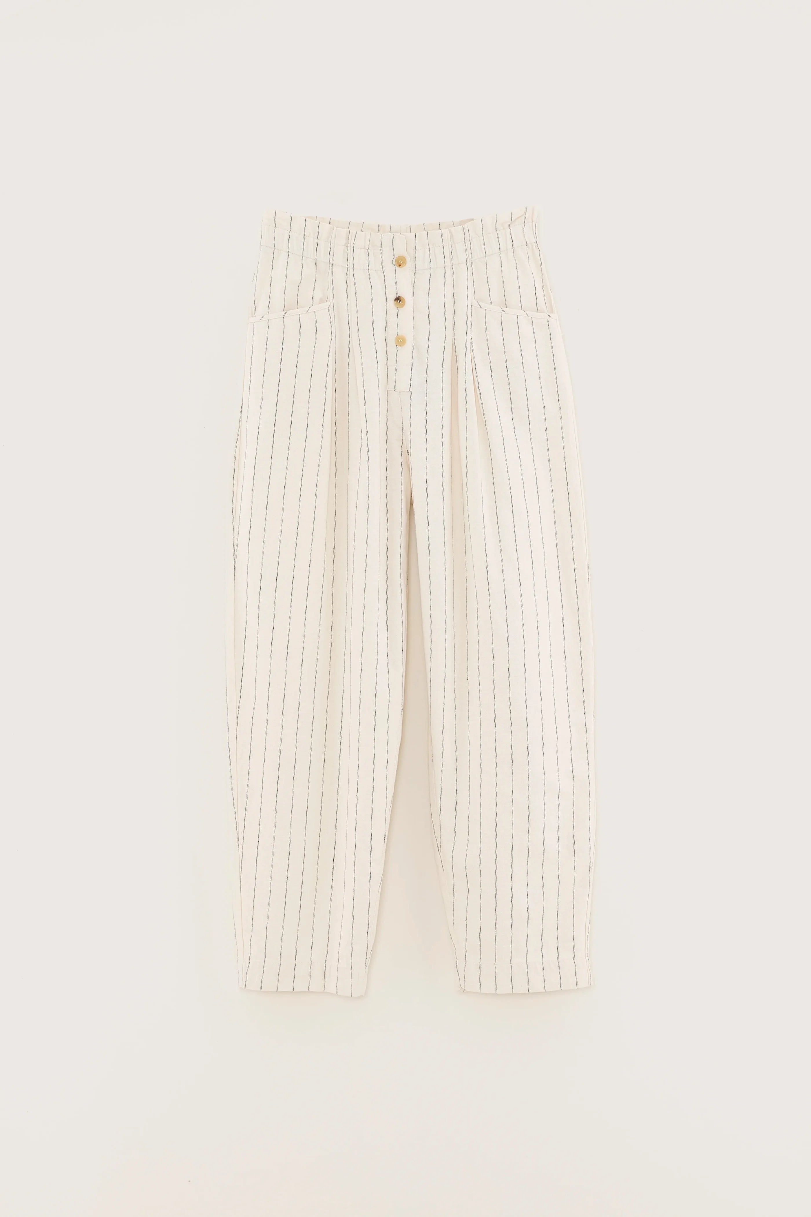 Bellerose Lilo Ecru Pinstripe Paperbag Trouser