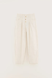 Bellerose Lilo Ecru Pinstripe Paperbag Trouser