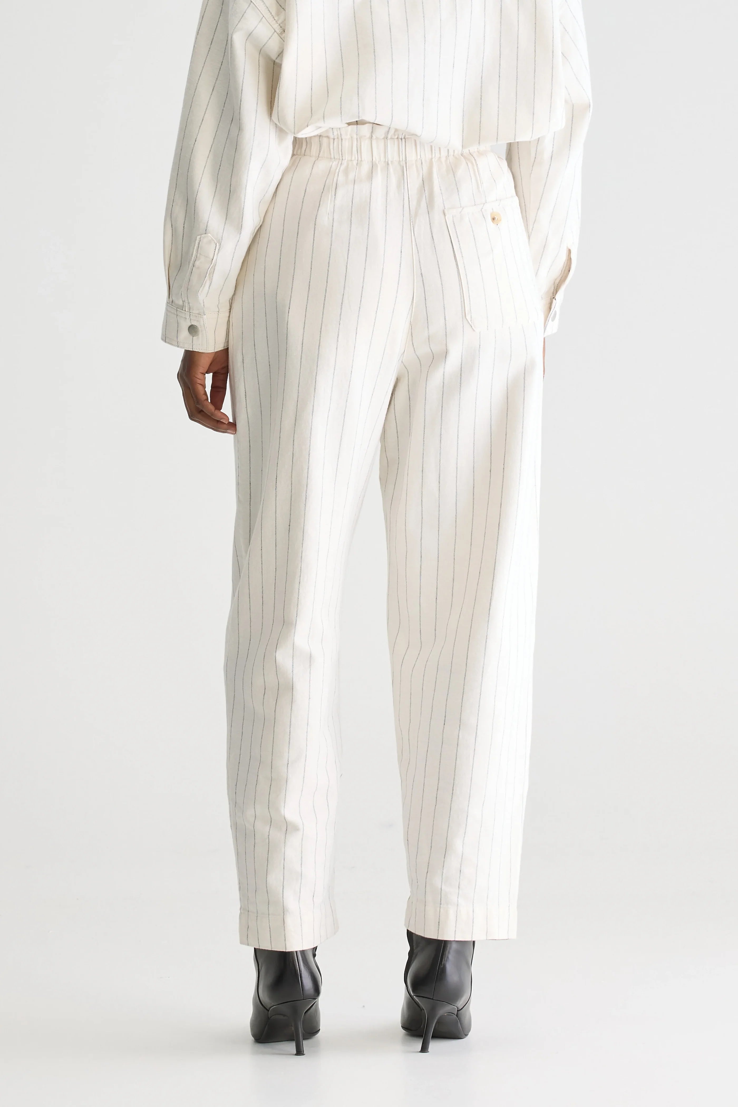 Bellerose Lilo Ecru Pinstripe Paperbag Trouser