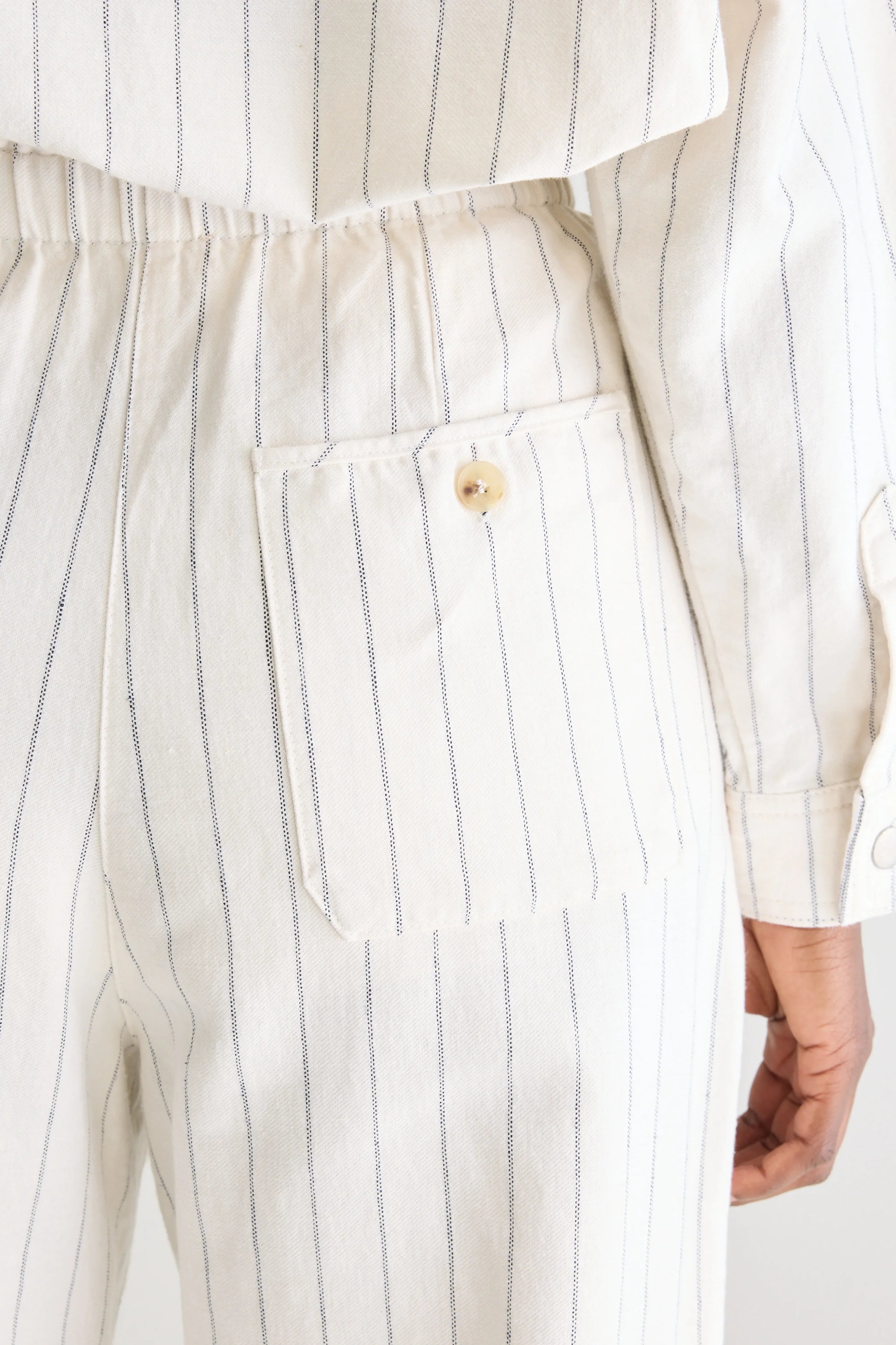 Bellerose Lilo Ecru Pinstripe Paperbag Trouser