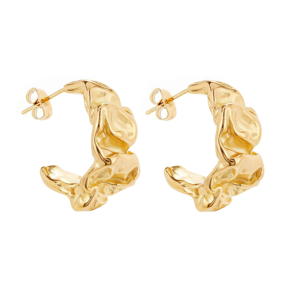 Ballinger Crumpled Gold Hoops