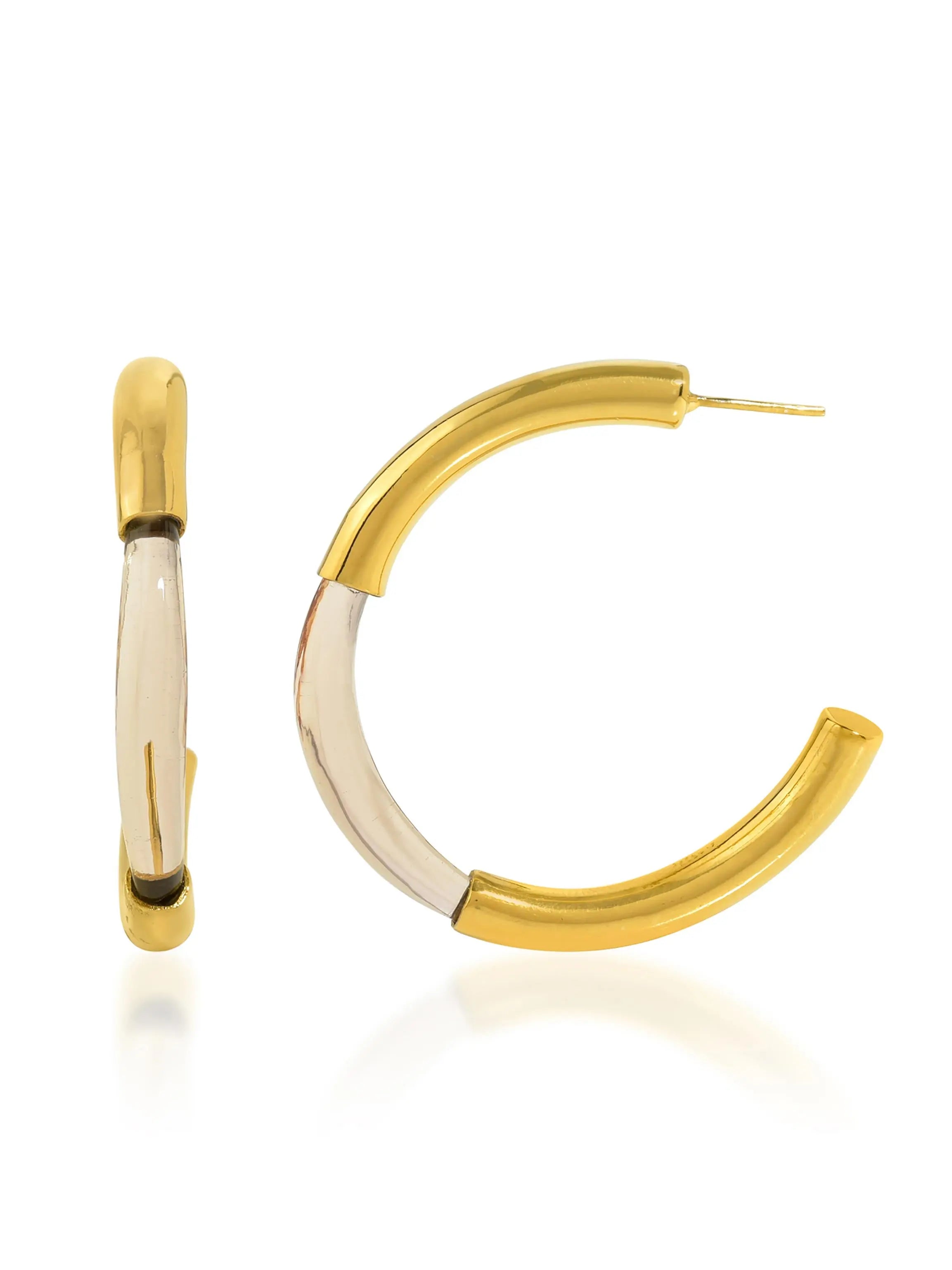 Shyla Gold Chunky Hoop Earrings Champagne