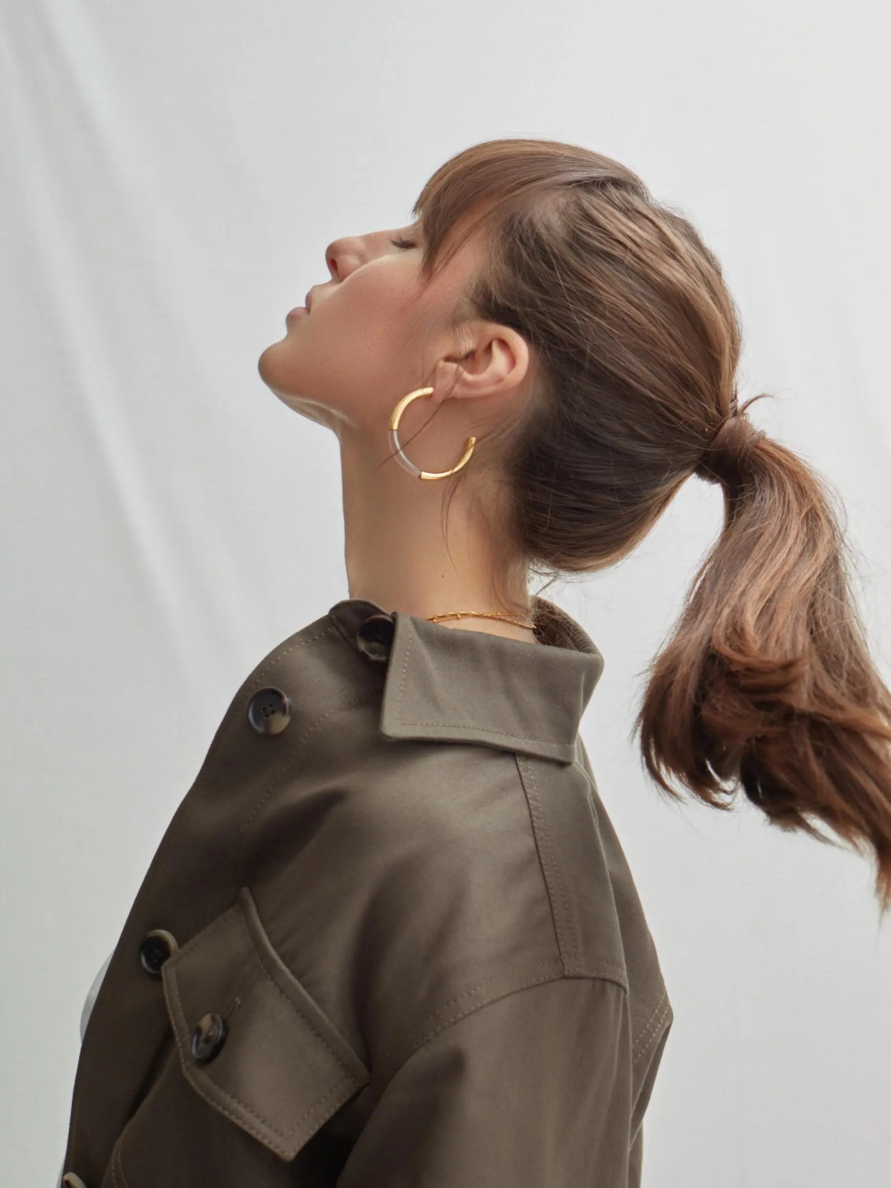 Shyla Gold Chunky Hoop Earrings Champagne