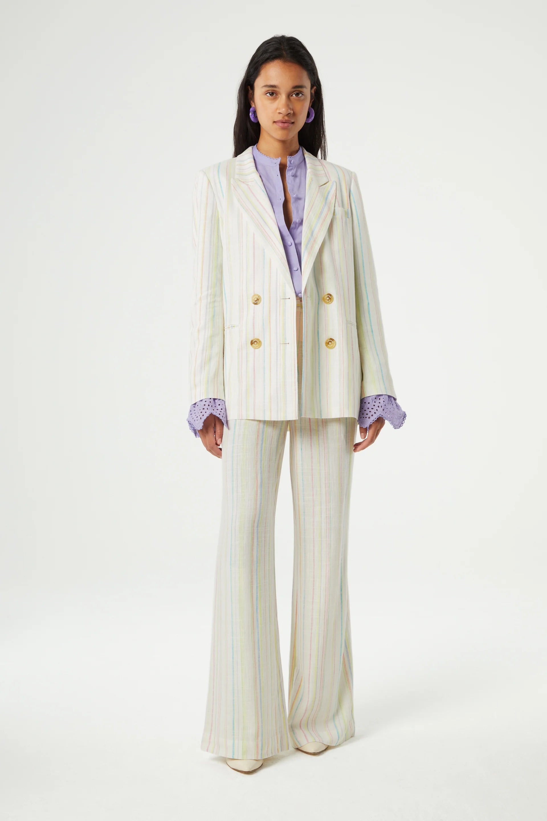Fabienne Chapot Roger Striped Blazer Lime Light