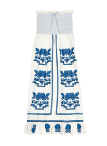 M.A.B.E Carmi Sundress - Ecru/Blue Geometric