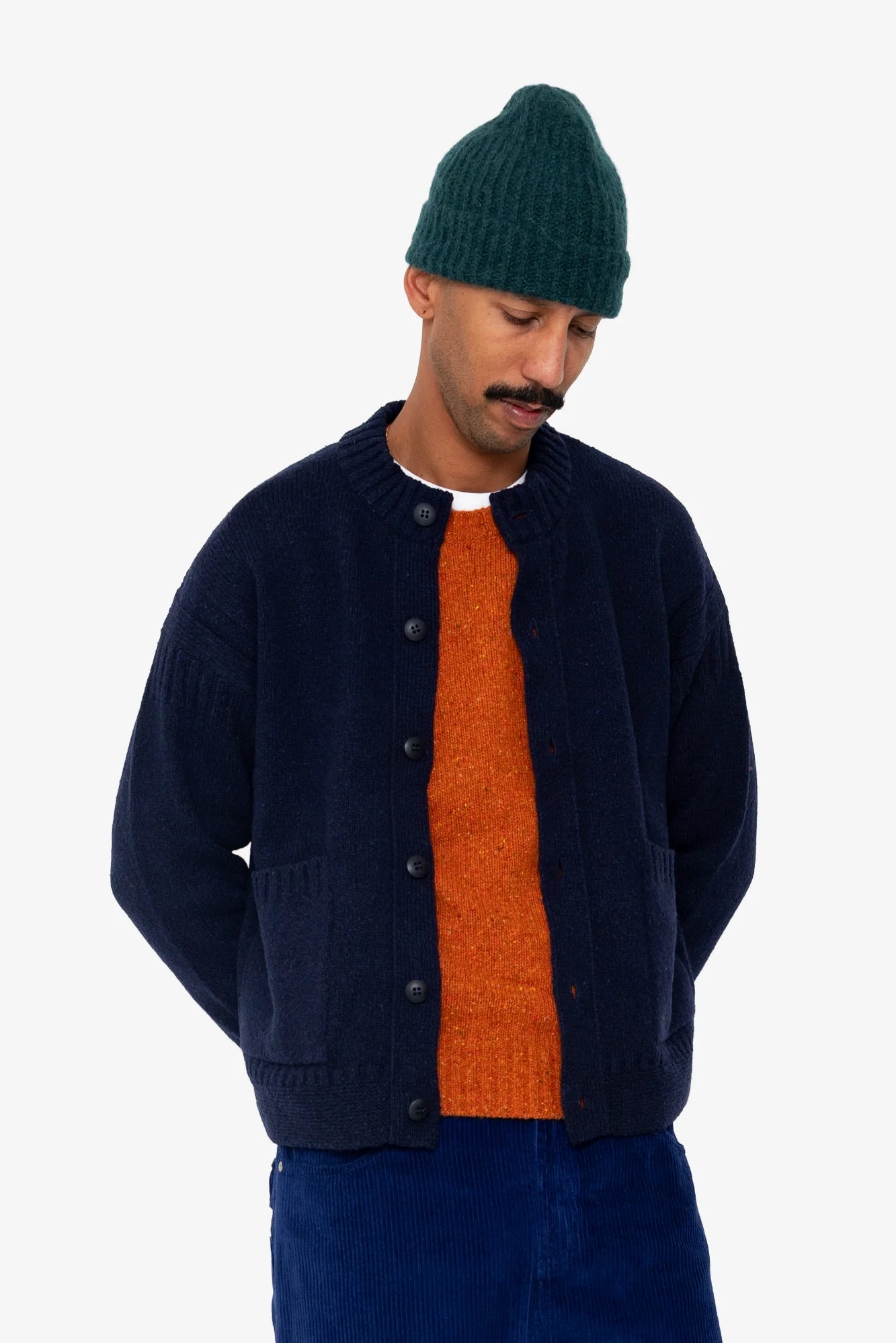 Folk Mohair Rib Beanie Green