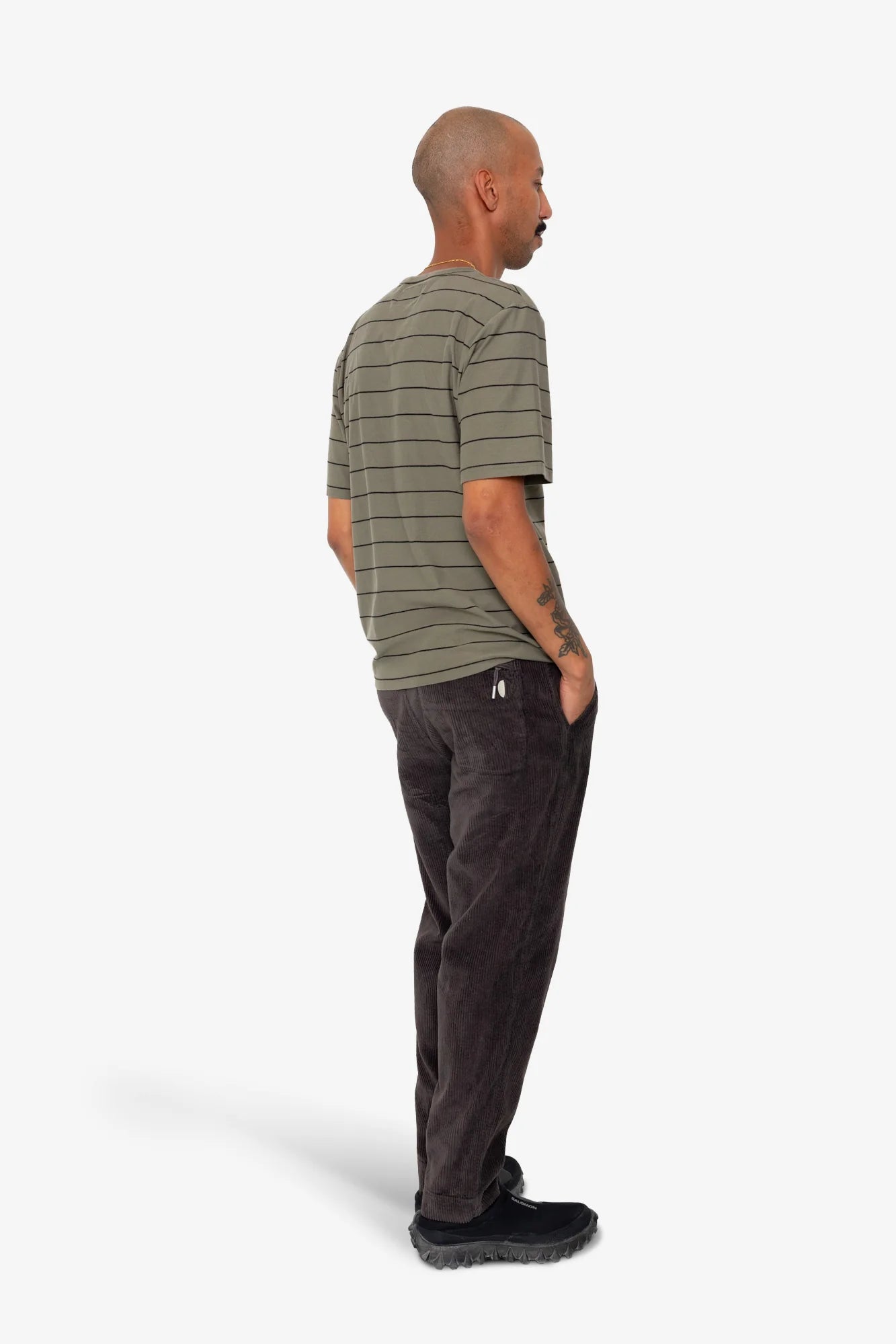 Folk Microstripe T-Shirt - Olive / Black