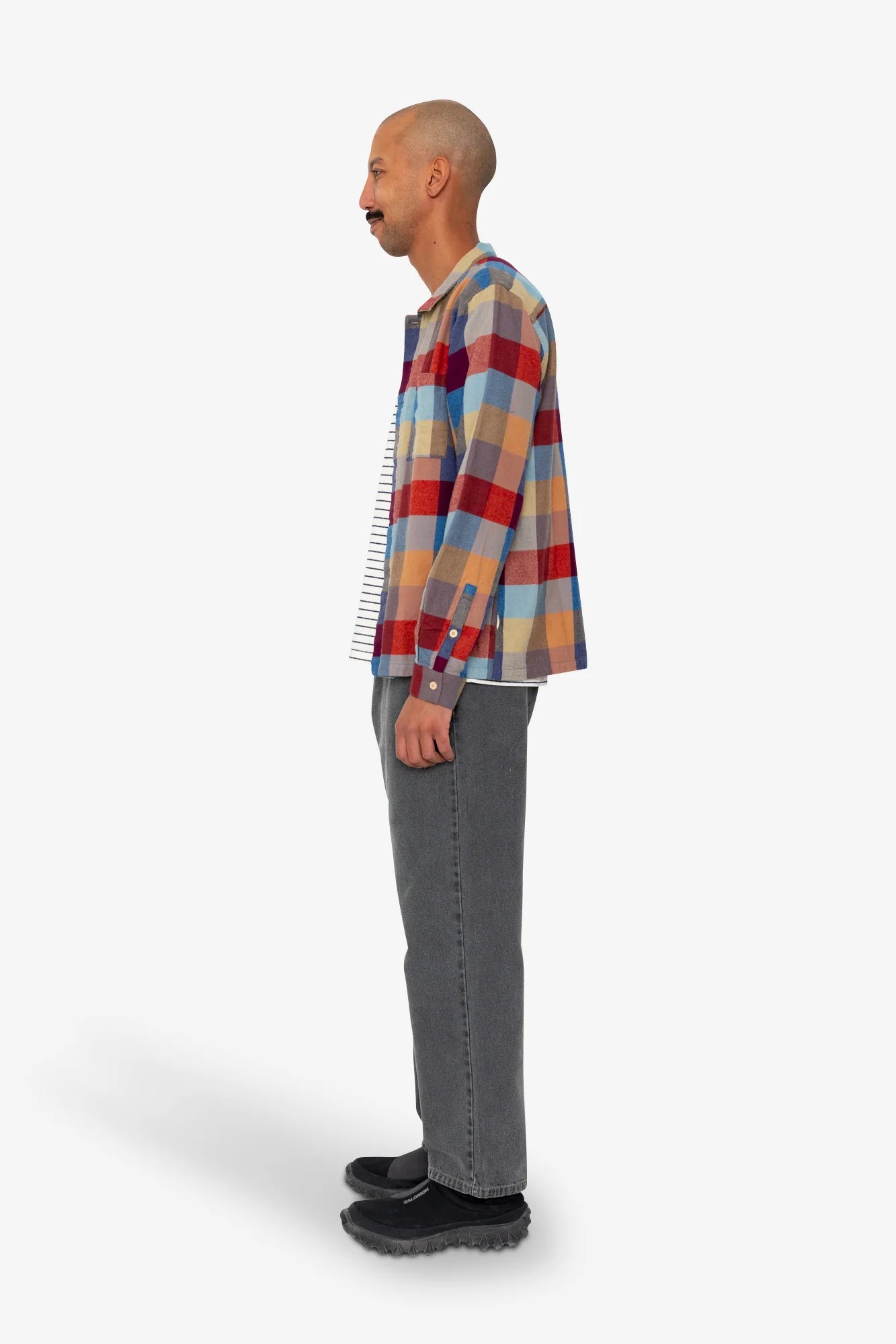 Folk Patch Shirt Crimson Blue Mix