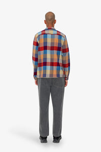 Folk Patch Shirt Crimson Blue Mix