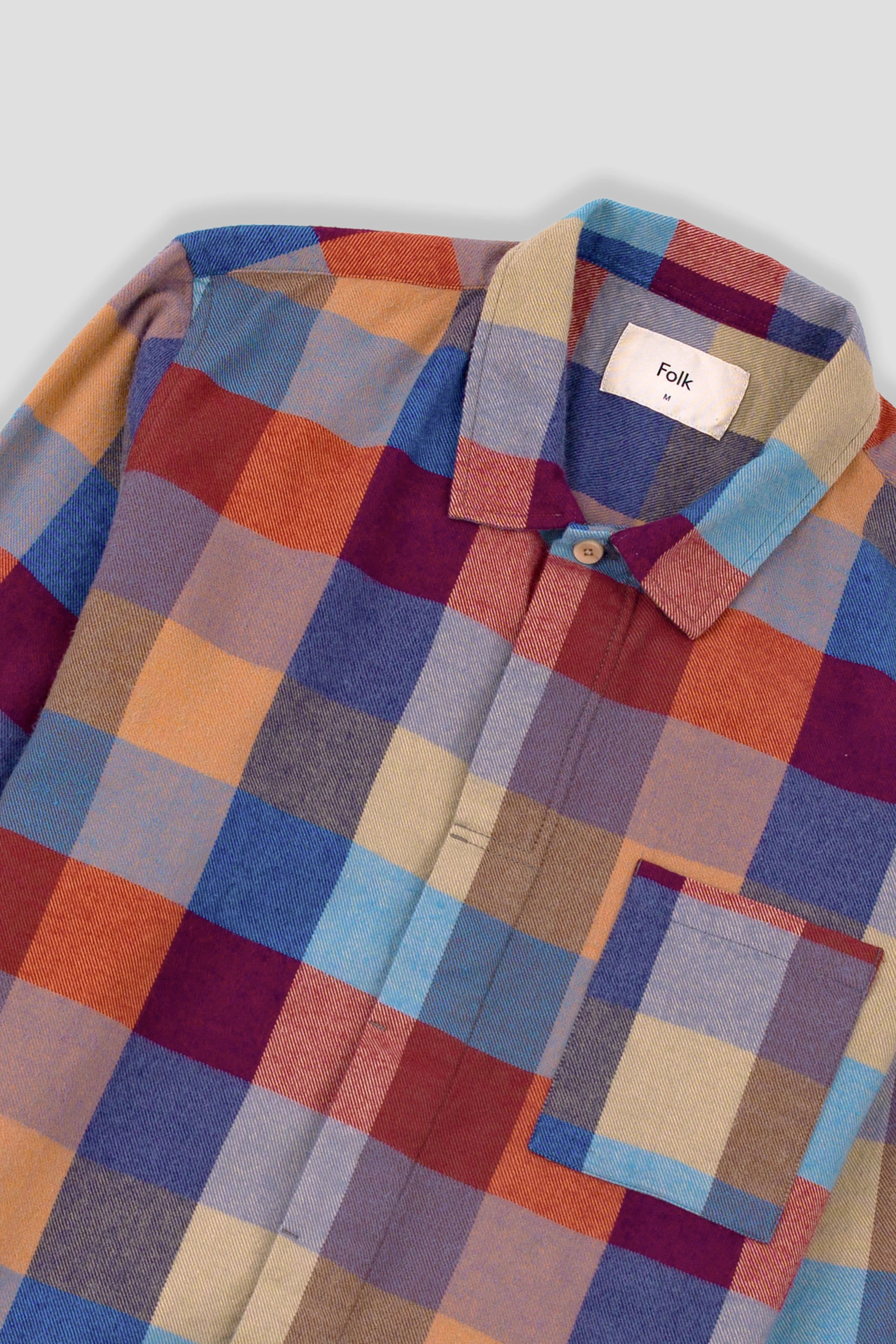 Folk Patch Shirt Crimson Blue Mix