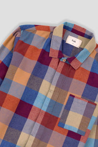 Folk Patch Shirt Crimson Blue Mix