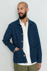 Folk Assembly Jacket Indigo Broken Checkerboard