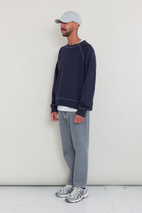 Folk Engineered Raglan Sweat - Mid Navy Nep