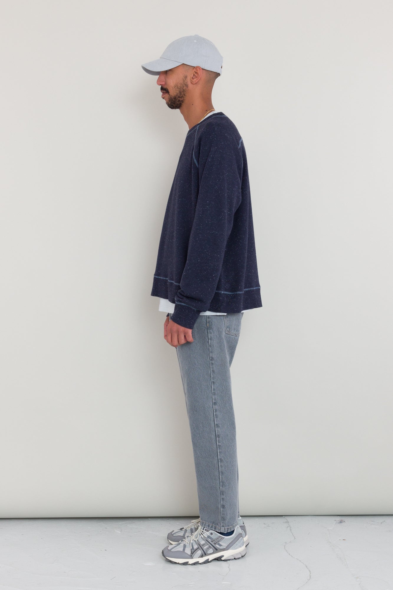 Folk Engineered Raglan Sweat - Mid Navy Nep