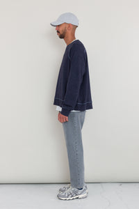 Folk Engineered Raglan Sweat - Mid Navy Nep