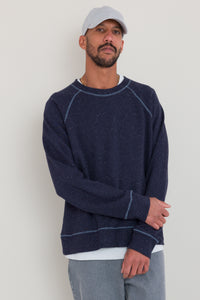 Folk Engineered Raglan Sweat - Mid Navy Nep