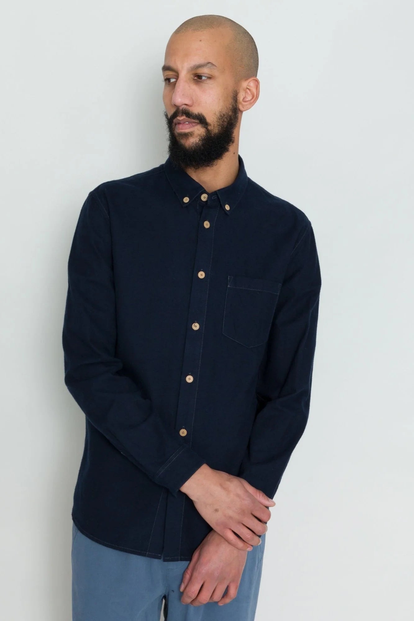Folk Relaxed Fit Shirt Navy Flannel