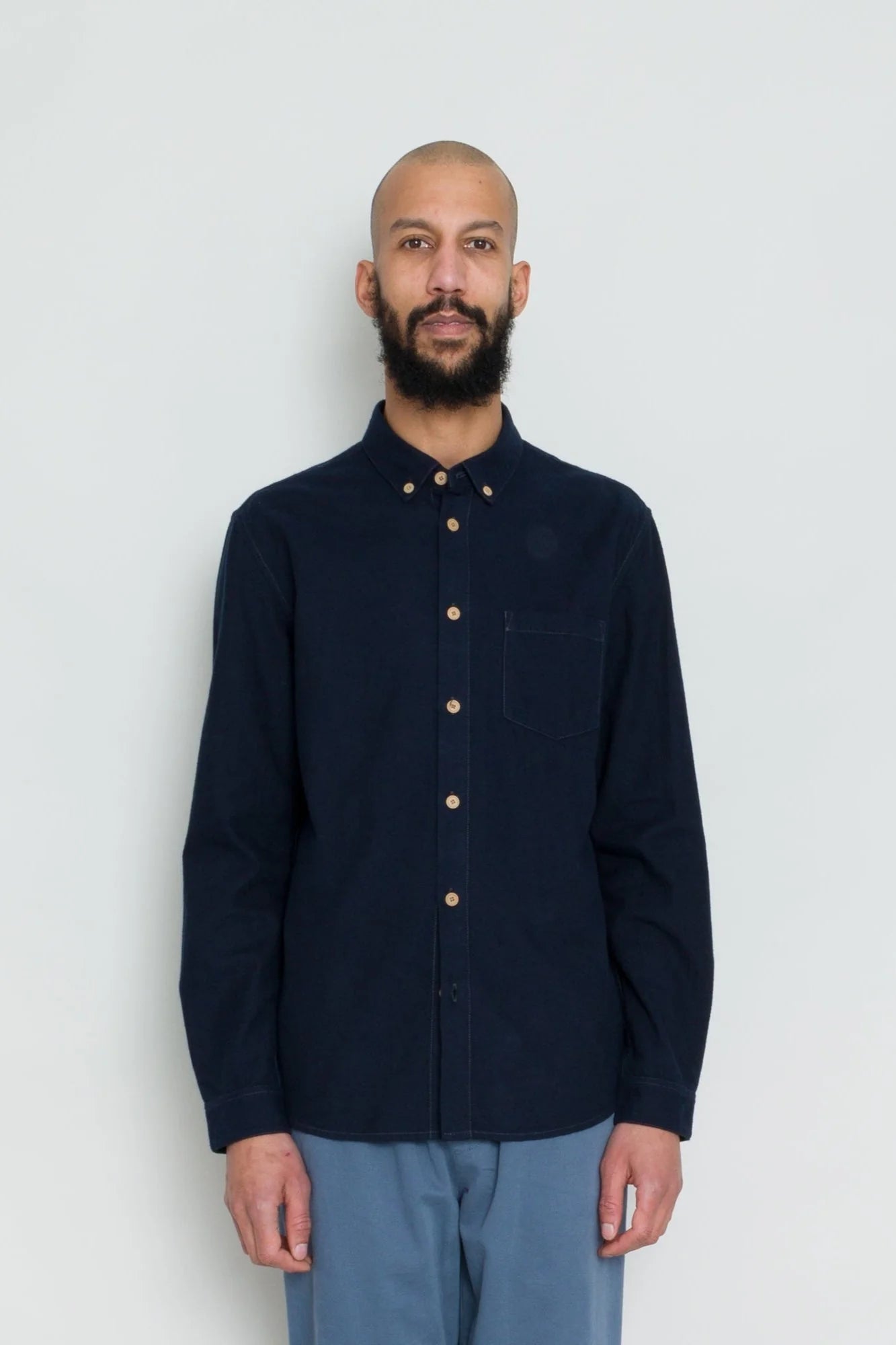 Folk Relaxed Fit Shirt Navy Flannel