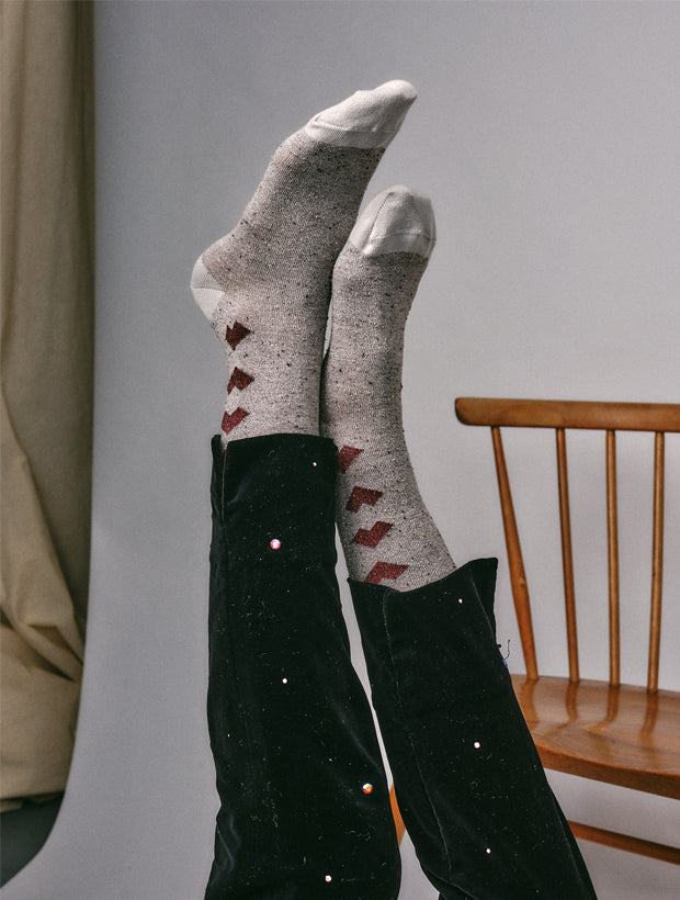 Genevieve Sweeney Selina Sparkly Geometric Heart Sock